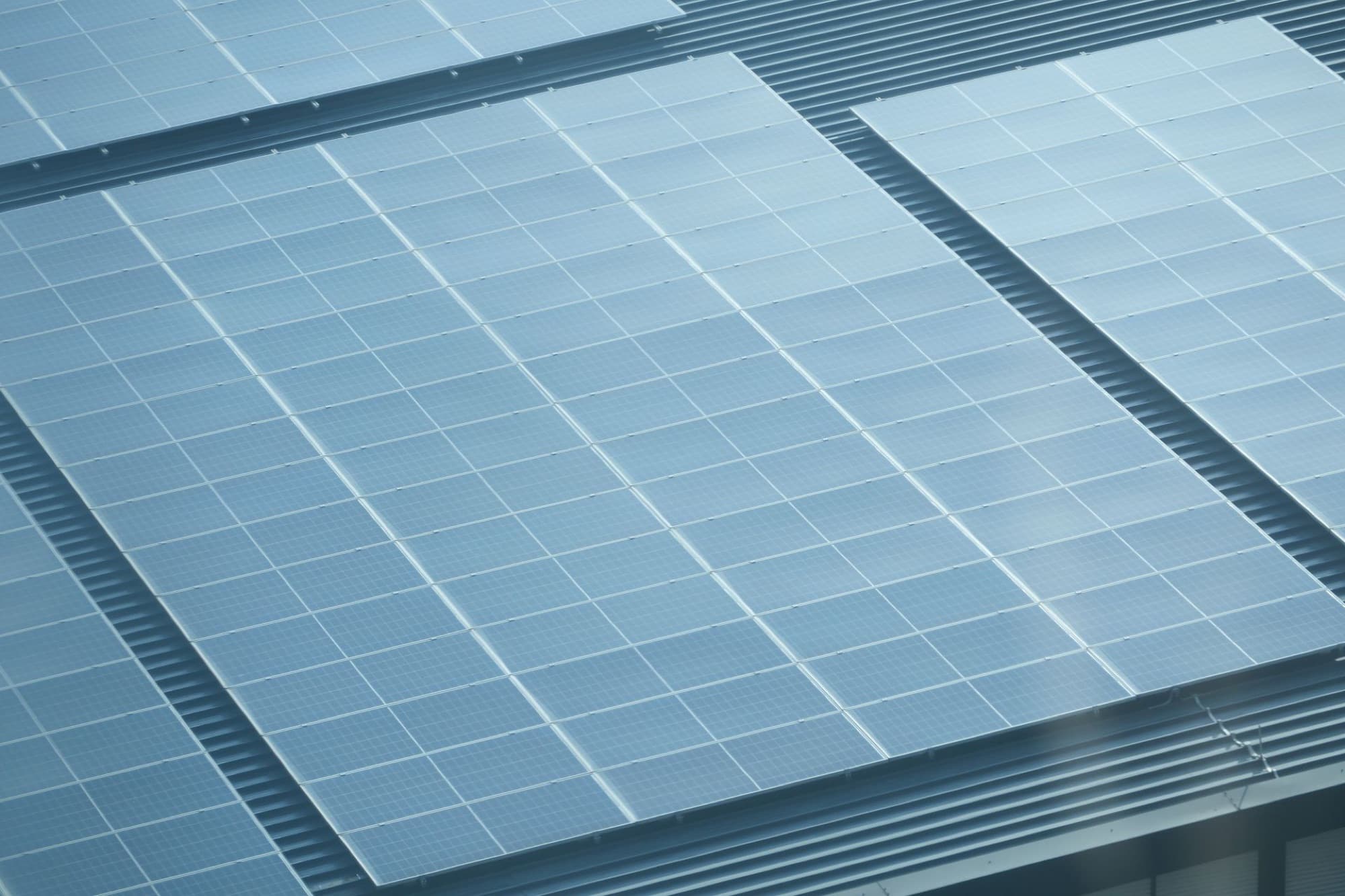 Rows of solar modules on a roof